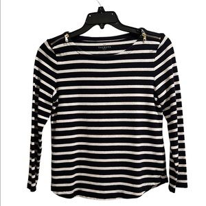Talbots Black & White Striped Sweater